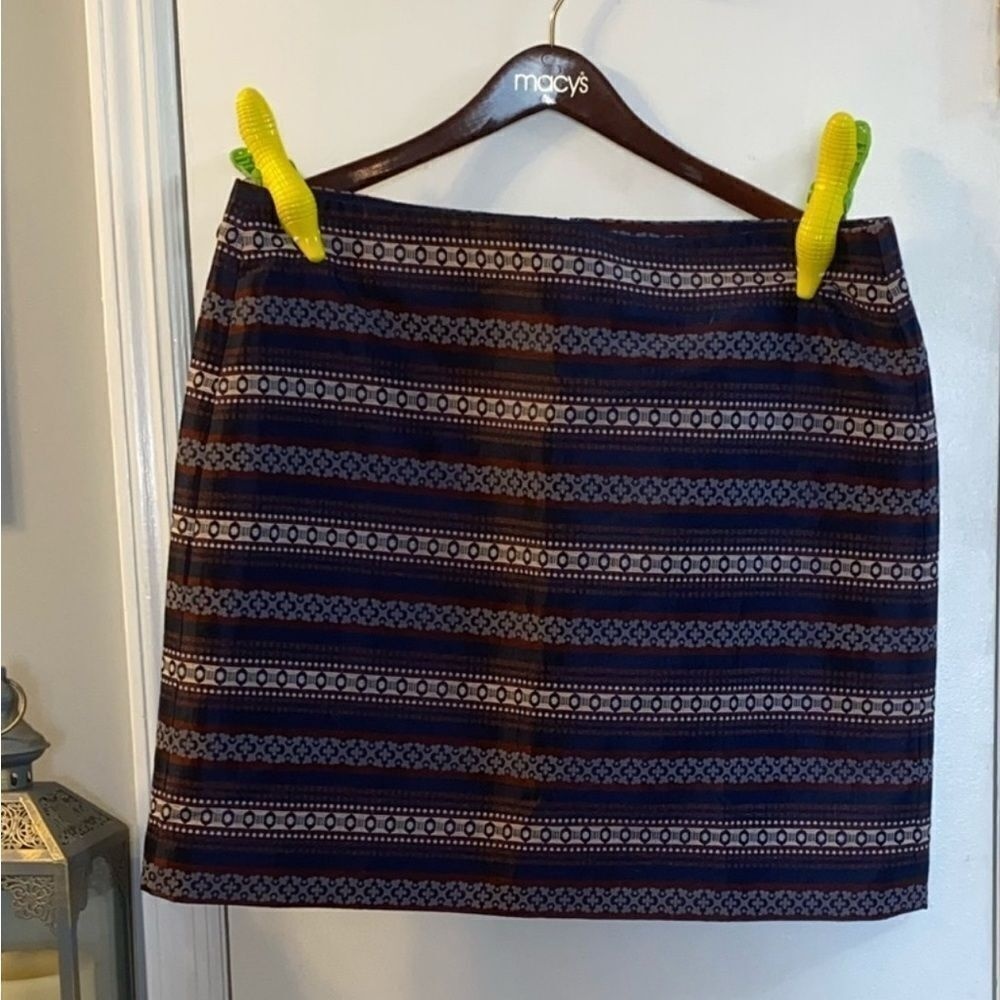 Ann Taylor LOFT Blue and Burgundy Boheme Shift Skirt Size 16 NWOT - Picture 6 of 10